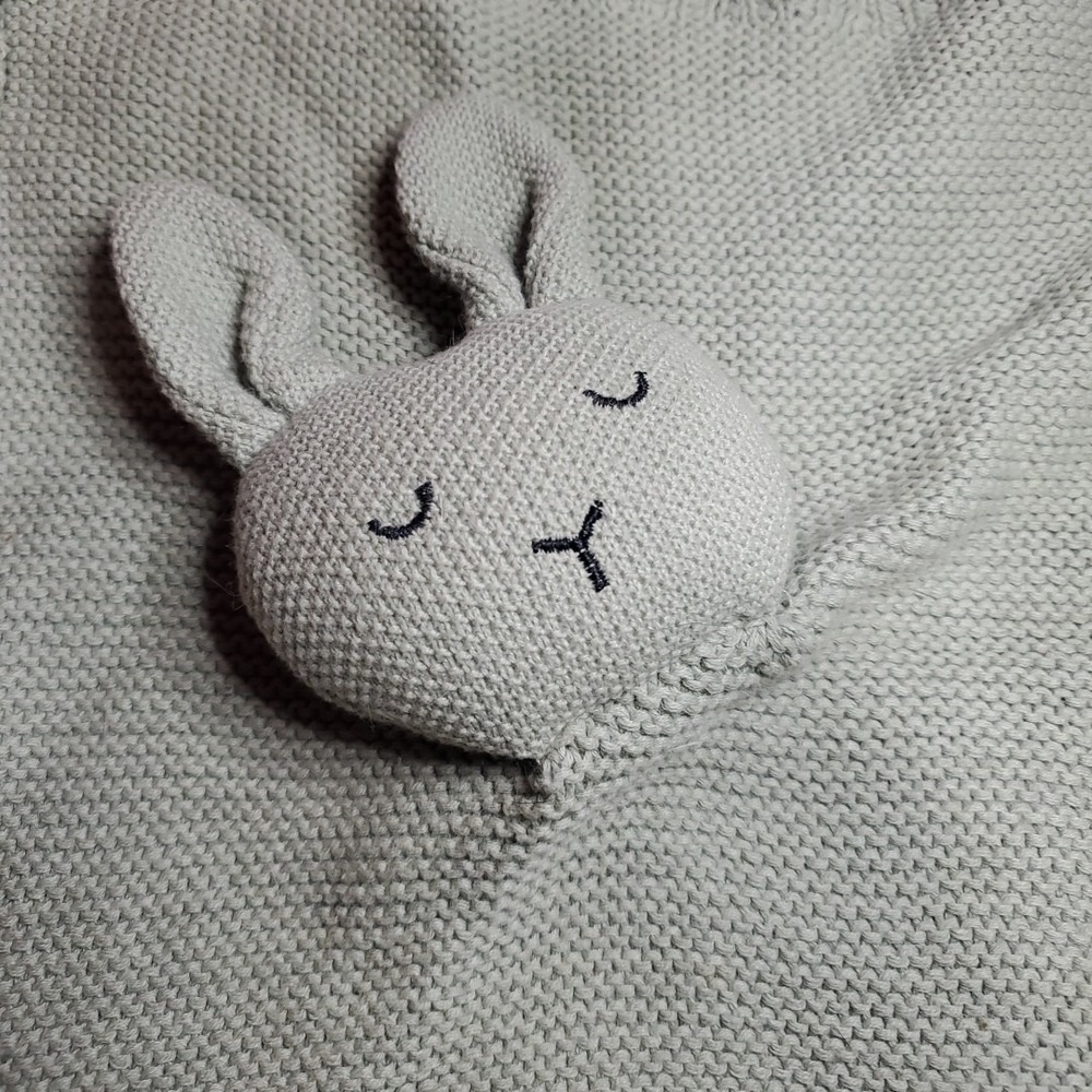 3 Little Dings‎ OS Bunny Lovey Baby Green Knit Cotton Security Blanket Comforter